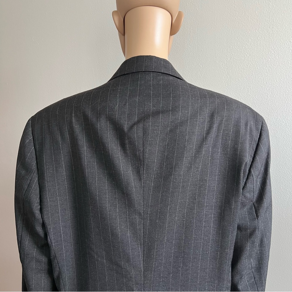 Vintage Valentino 100% Wool Jacket Blazer Dark Gray Pinstripes Size 52 42 Reg - Picture 8 of 13